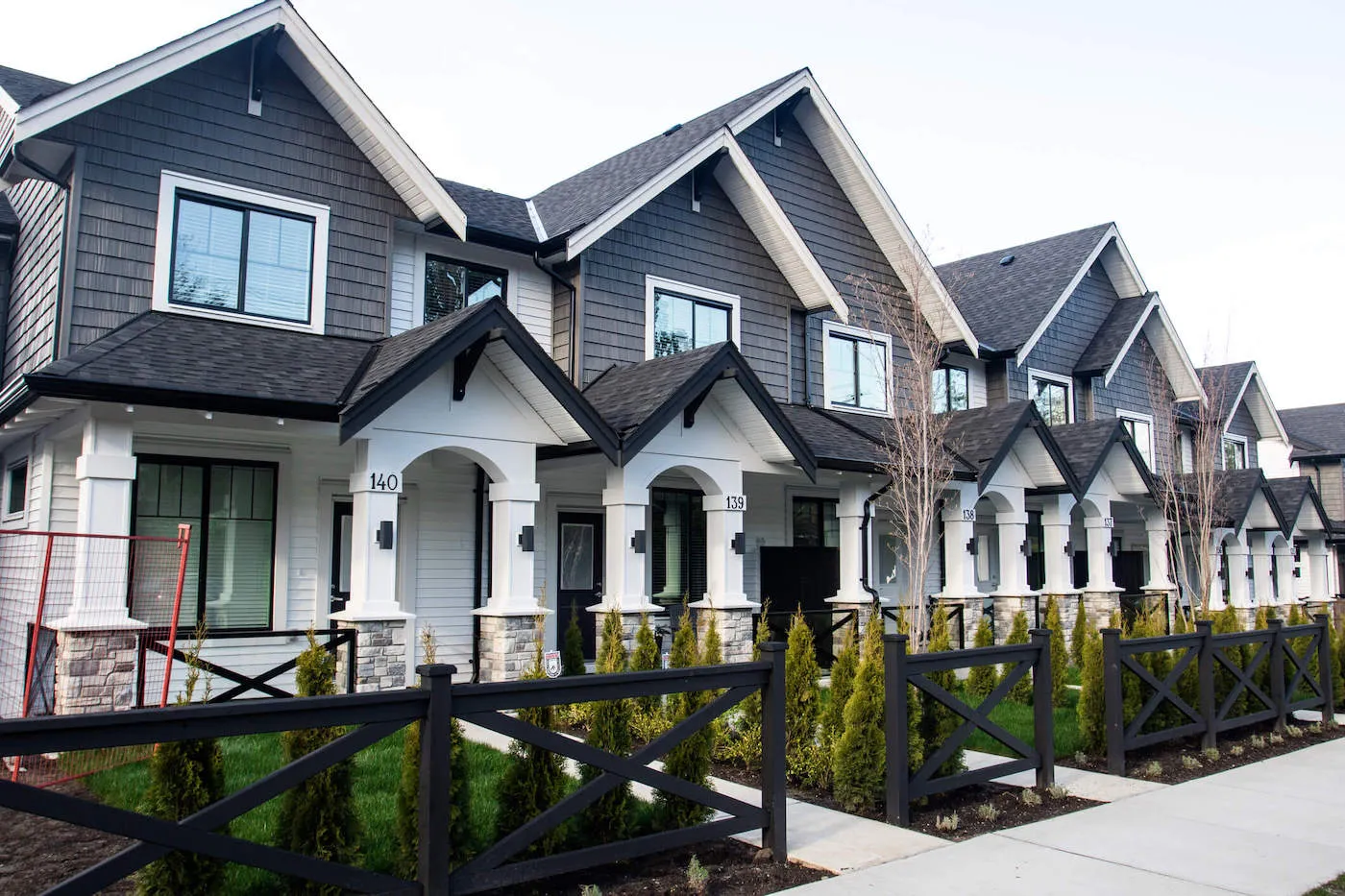 A housing duplex that is colored in black and white.