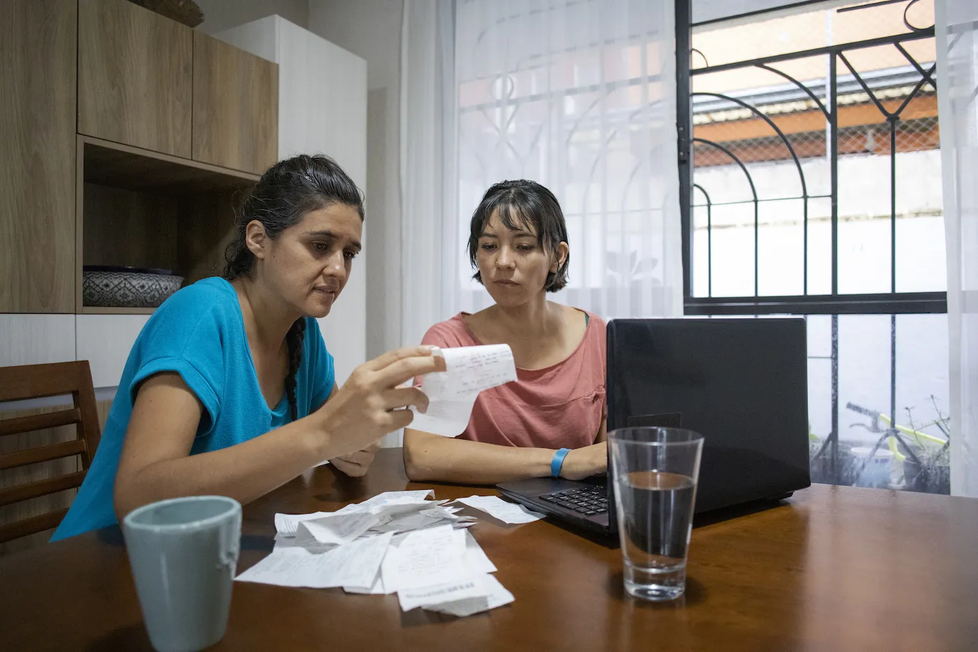 couple at home reviewing budget