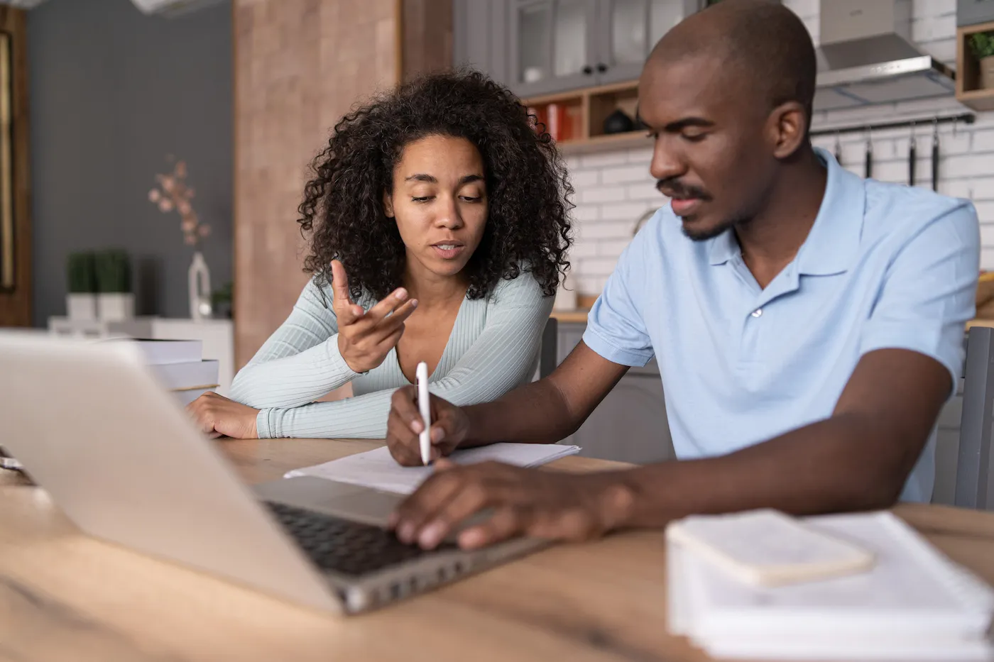 Couple discussing financial boundaries together