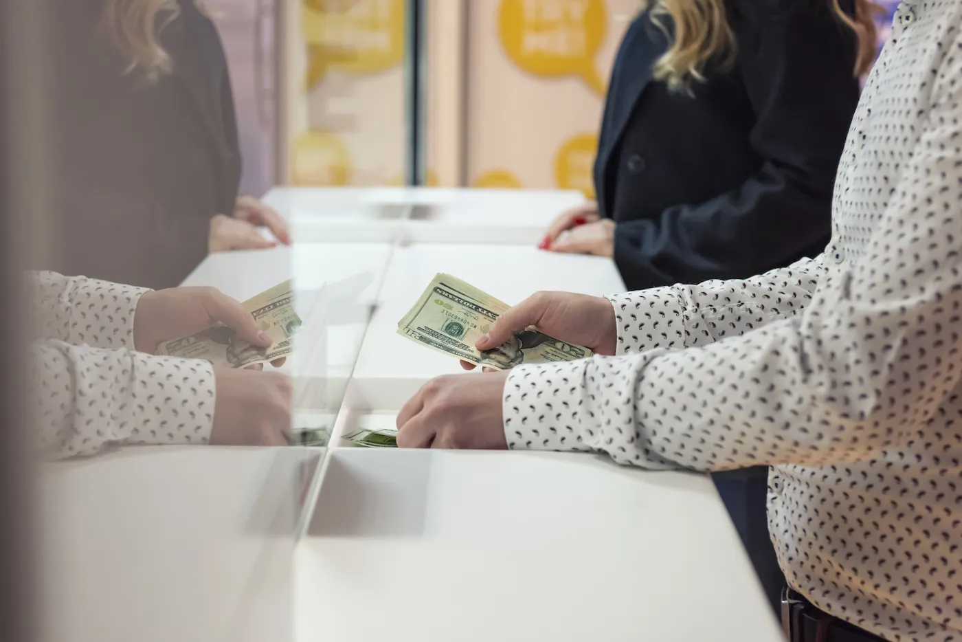 Handling cash at a bank