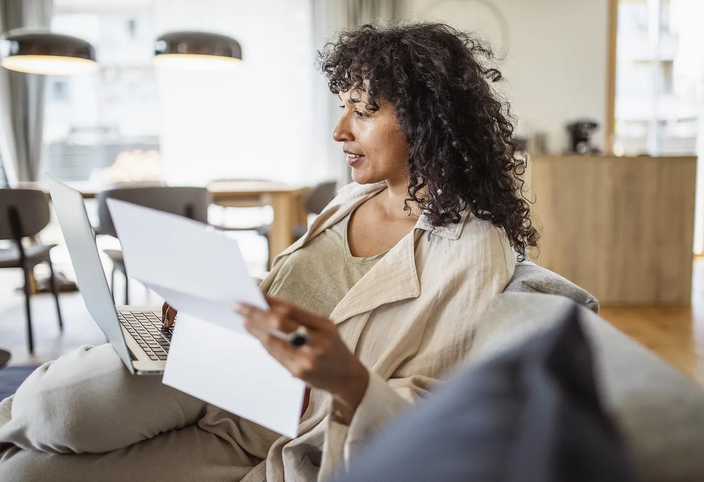 A woman planning her finances at home