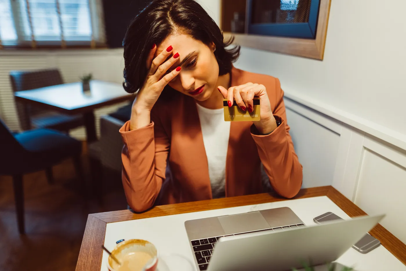 Stressed woman undergoing voluntary foreclosure