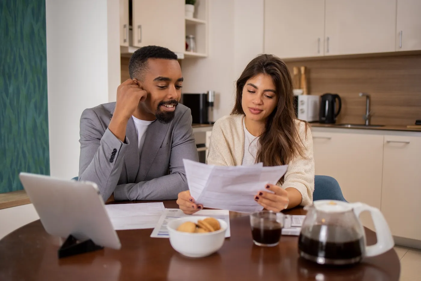 Husband and wife are going through their household finances