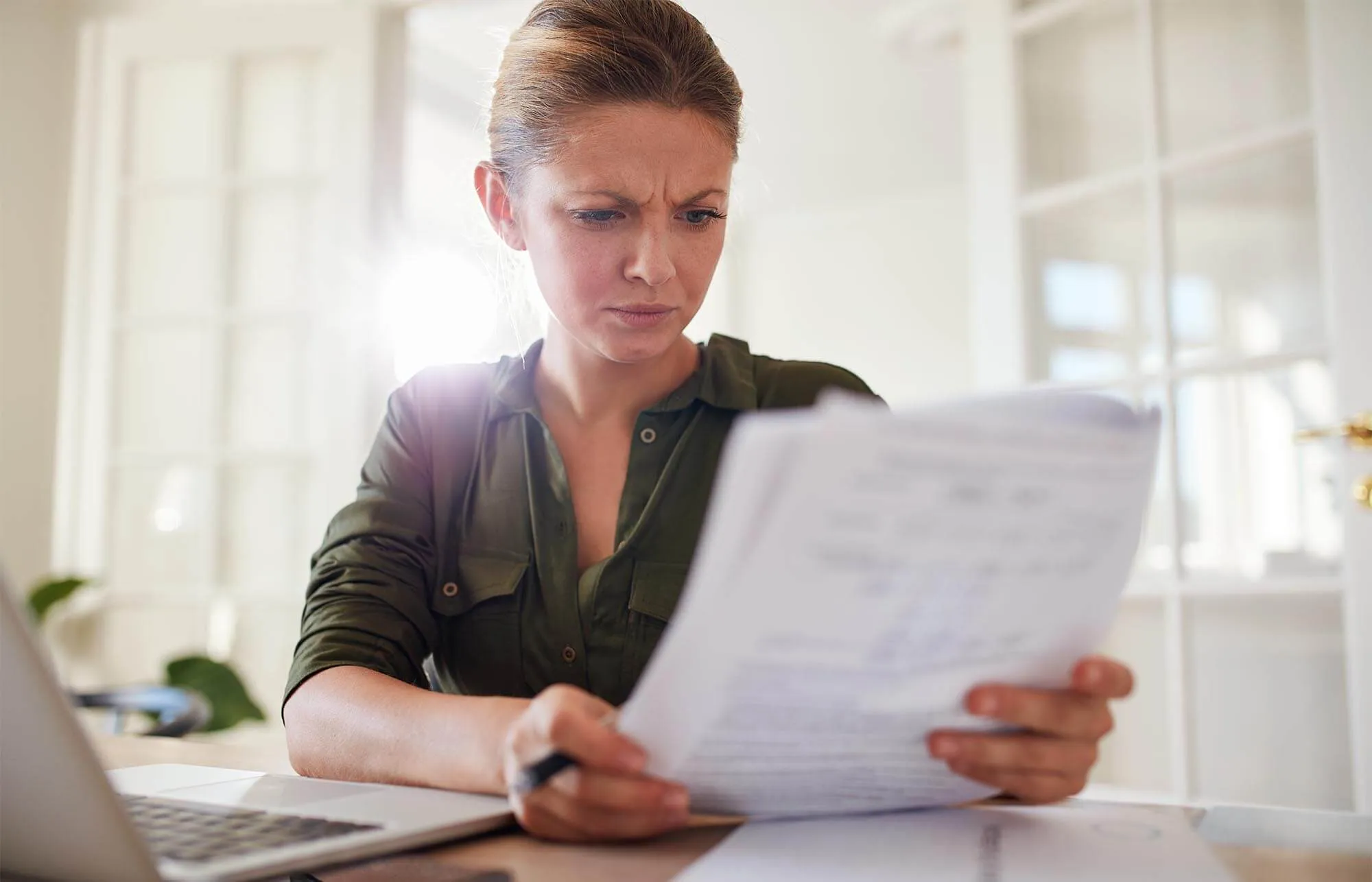 Woman Frowning Over Bad Credit