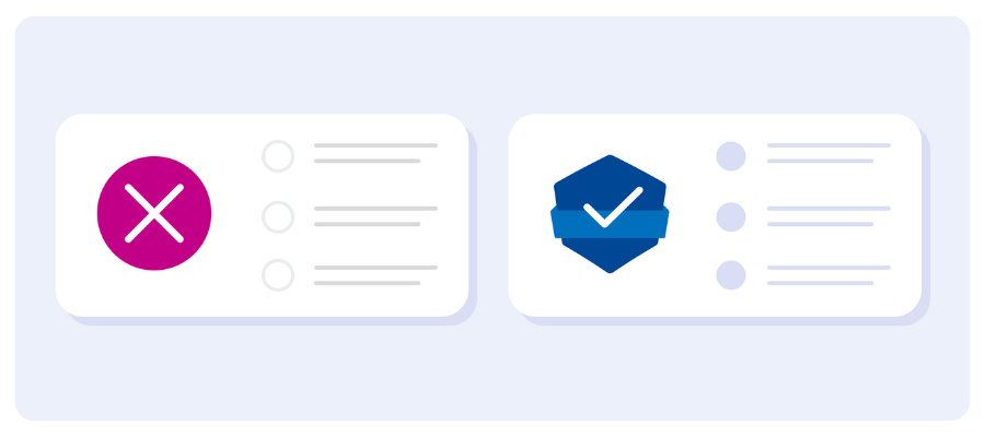 An "x" icon represents inauthentic data and a checkmark icon represents authentic, reliable, data verified by third-party sources, like Truthset