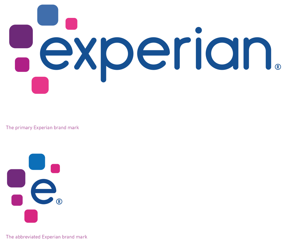 Primary and abbreviated Experian logos