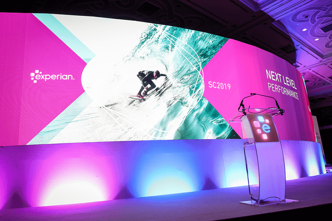 Sample image of an Experian branded stage at a conference