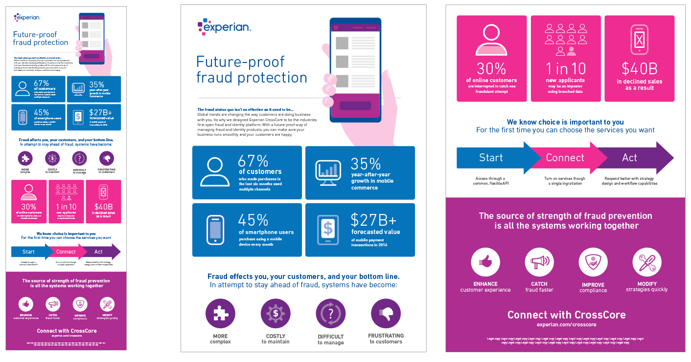 Experian branded trend infographics shown with a lot of content and data communicated in a easy to digest manner