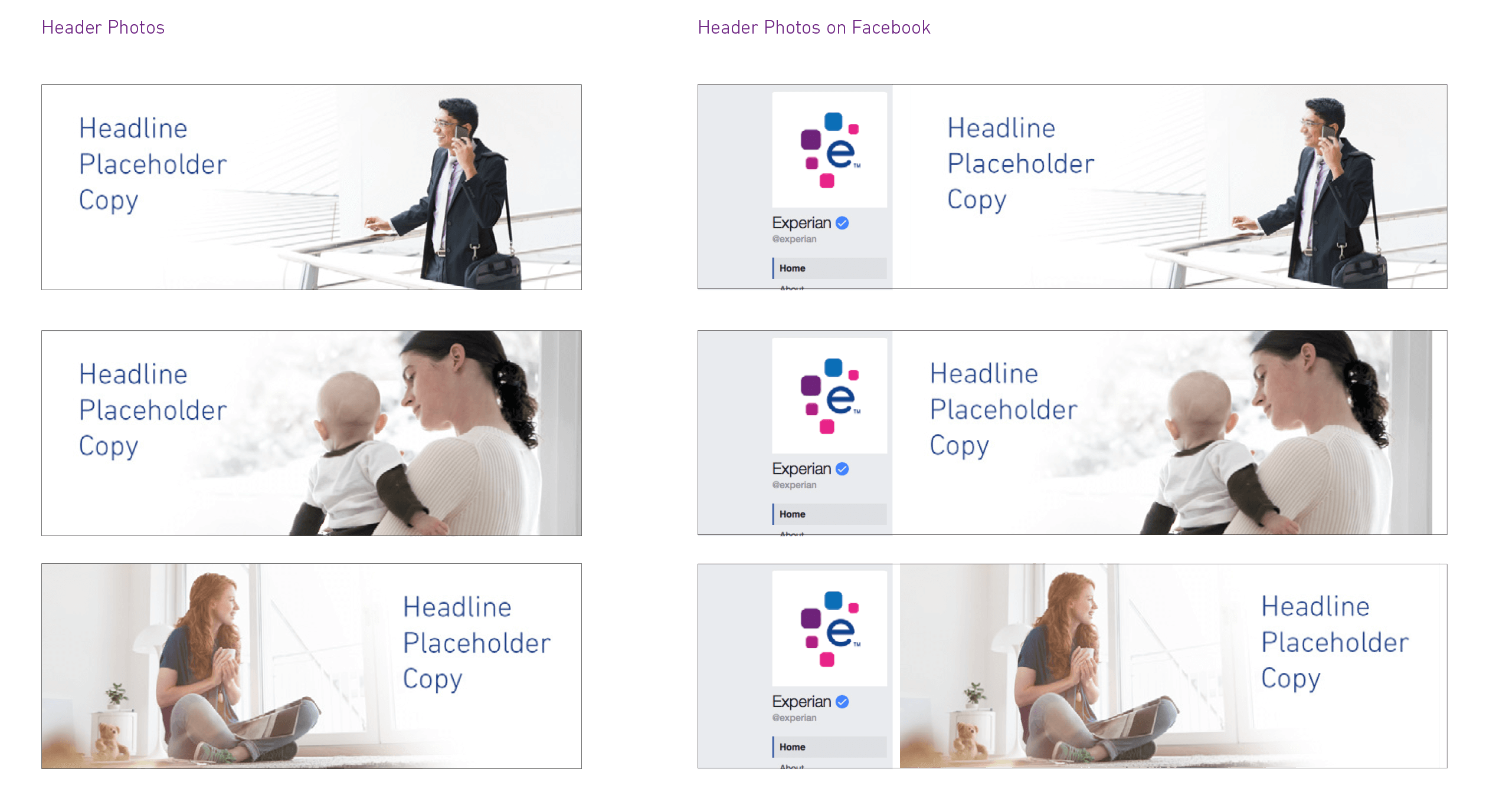 Examples of Experian branded Facebook assets