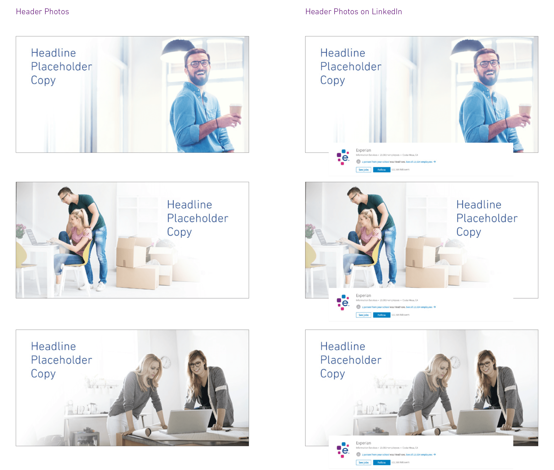 Examples of Experian branded LinkedIn assets