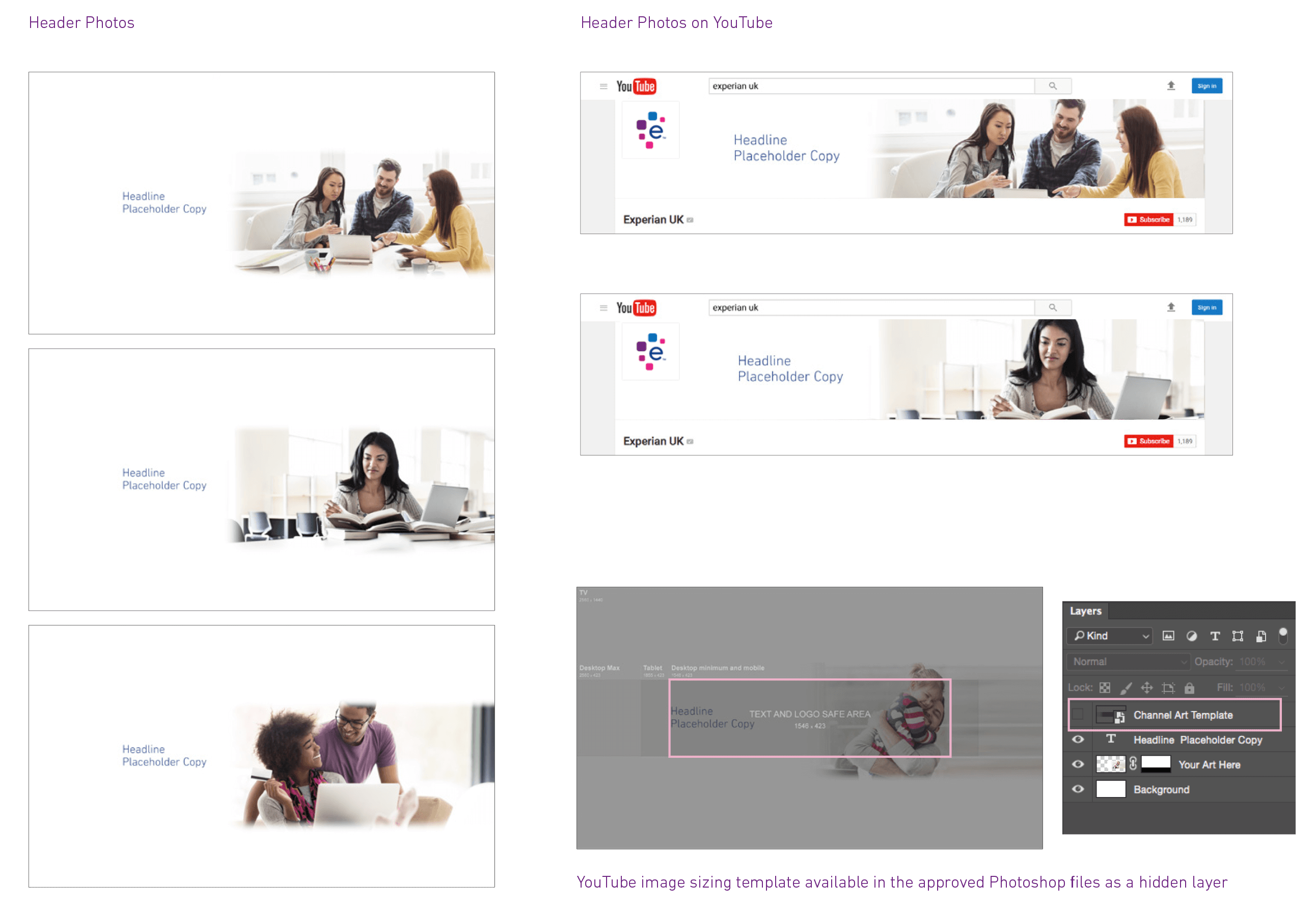 Examples of Experian branded YouTube assets