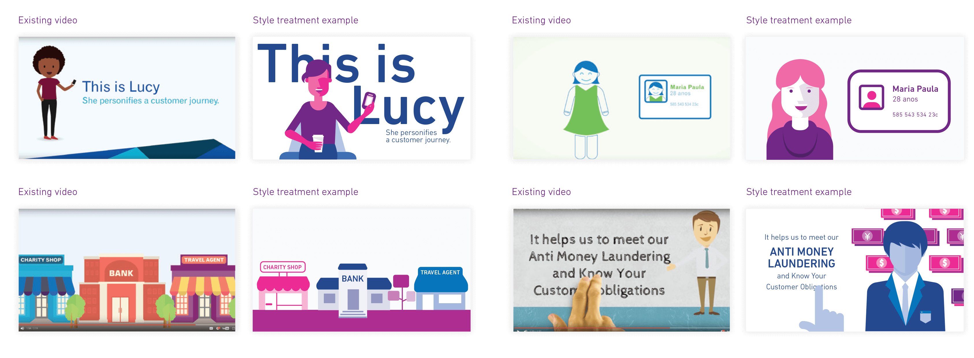 Four example images adjusted to conform to Experian branded guidelines inspired by squircles and primary colour palette