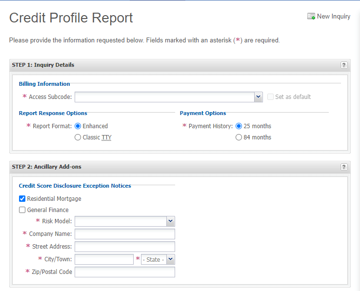 credit profile preferences