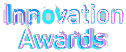 Innovation awards, in a grungy and technological blue texture.