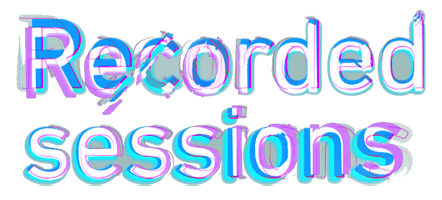 "Recorded sessions", in a grungy and technological blue texture.