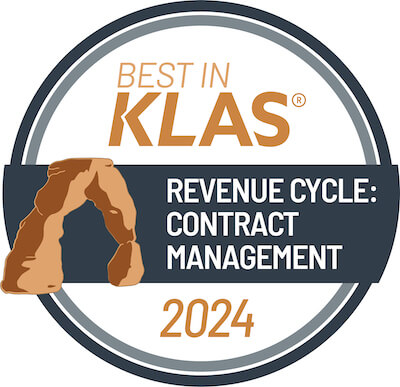 2 of 2 logos - best in KLAS 2023 revenue cycle: contract management badge