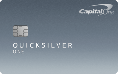 Capital One QuicksilverOne Cash Rewards Credit Card logo.