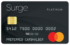Surge�® Platinum Mastercard® logo.
