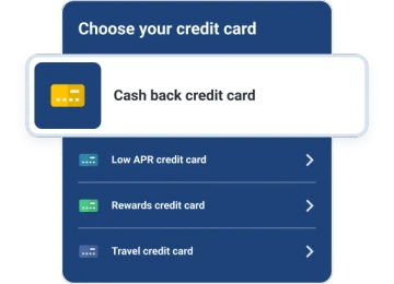 Graphic choose credit card screen.