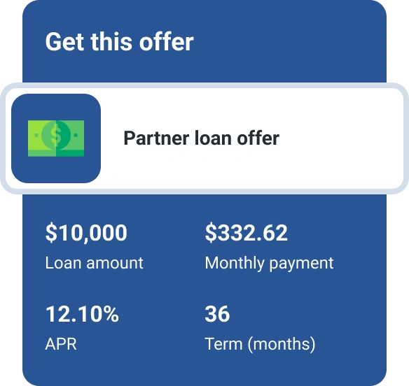 Graphic loan offer screen.